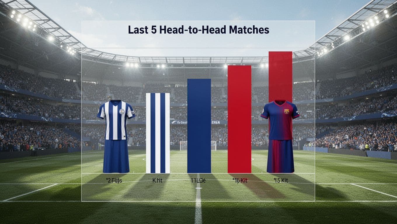Table lists dates, matches, scores of last five LaLiga head-to-heads between Alavés and Barcelona, Barcelona wins bold blue-red.