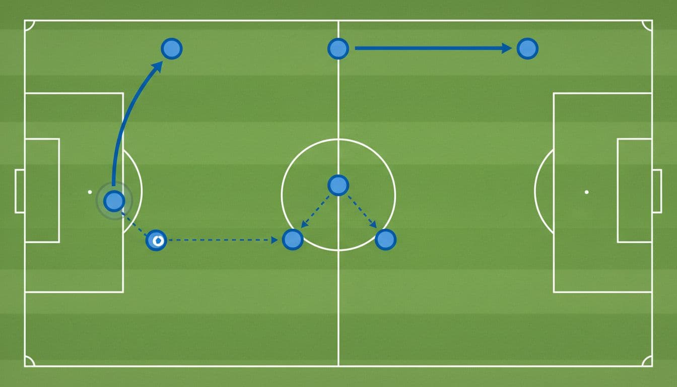 Tactical diagram shows Lille in 4-3-3 on green field, left back overlapping to pass ball to winger.