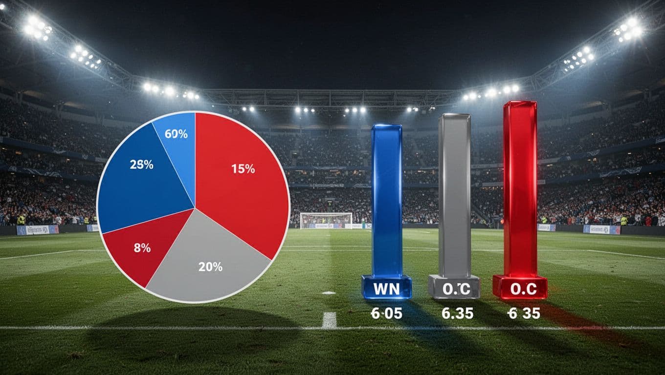 Infographic shows betting odds and pie chart of win probabilities for Napoli vs Bologna on soccer field background.
