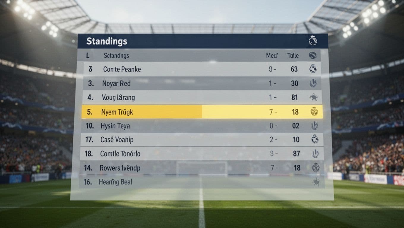 Digital screen shows soccer standings chart with Parma highlighted at 12th place and 42 points, blurred stadium background.