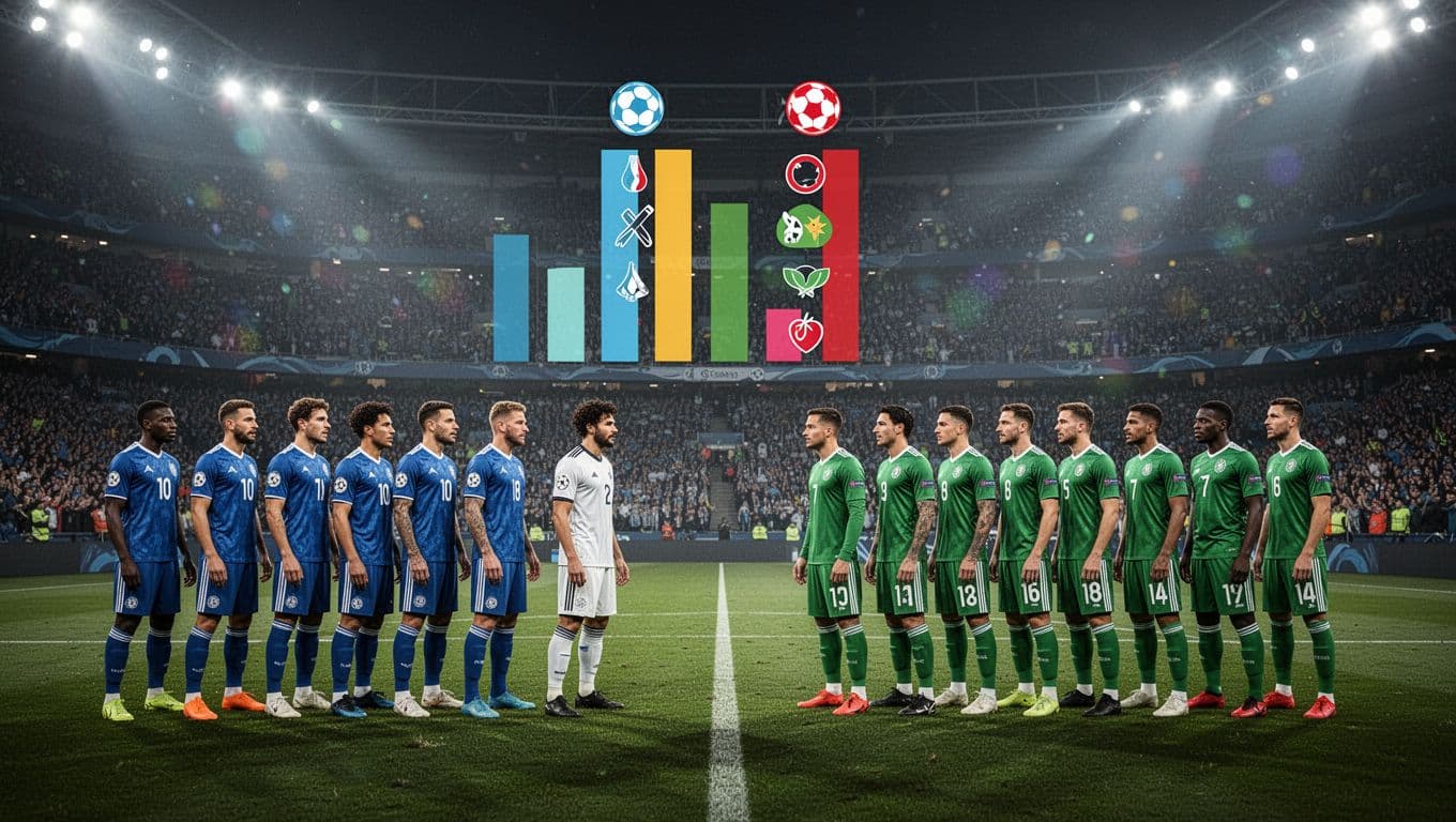 Infographic pits PSBS in blue jerseys left against Arema in green right, lists recent scores 4-1, 2-2, 3-2 Arema wins, shows stats like 3 Arema wins 2 draws, stadium crowd background.