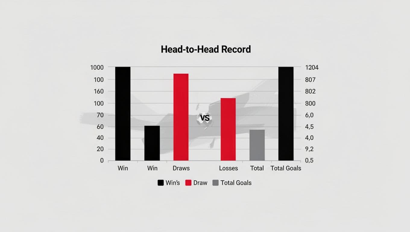 Infographic bar chart displays wins, draws, losses, and goals for two soccer teams on neutral background.