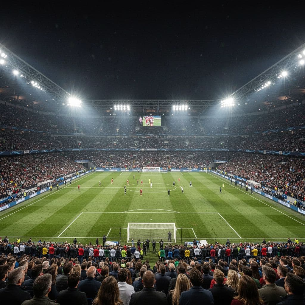 Stadion megah di Boston memancarkan cahaya terang benderang di bawah langit malam. Ribuan penonton memadati tribun mengelilingi lapangan rumput hijau yang terawat sempurna menjelang laga perempat final Piala Dunia yang dramatis.