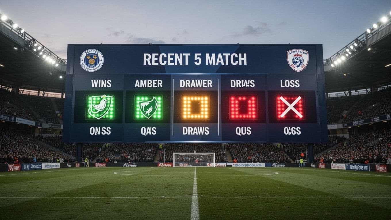 Football scoreboard displays Stella Club d'Adjamé's last five Ligue 1 Côte d'Ivoire results with scores like 1-1 and 1-0 against evening stadium background.