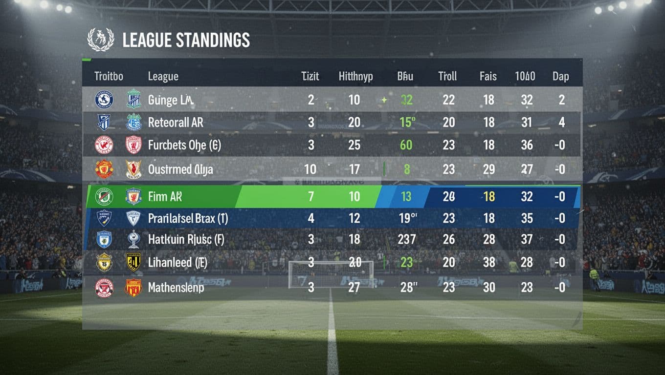 Landscape infographic table of Super League Indonesia 2025/2026 standings before week 33, highlighting PSBS Biak Numfor at 18th with 18 points and Arema FC at 10th with 39 points, green-blue accents, subtle stadium background.