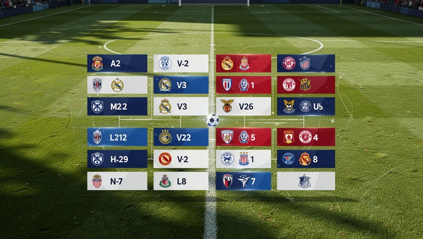 Grafik digital menampilkan struktur tabel untuk posisi grup turnamen dengan latar belakang lapangan hijau. Bagian kolom dirancang khusus untuk memuat angka poin serta statistik selisih gol setiap tim sepak bola.
