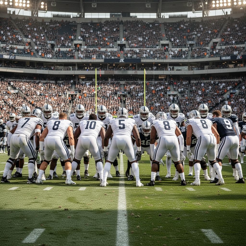 Tottenham players maintain a disciplined defensive line against opponents on the field during a stadium match.