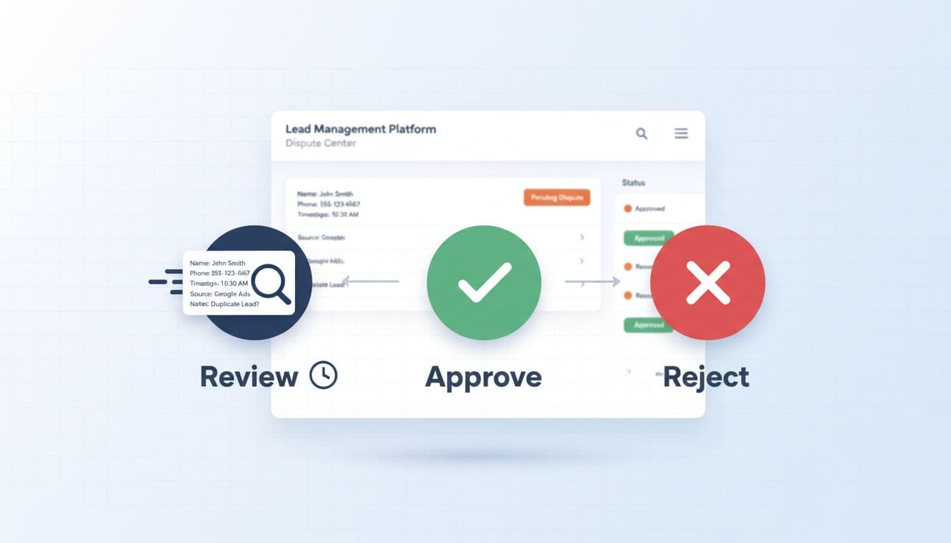 SaaS-style 3-step workflow illustration for SEO lead disputes