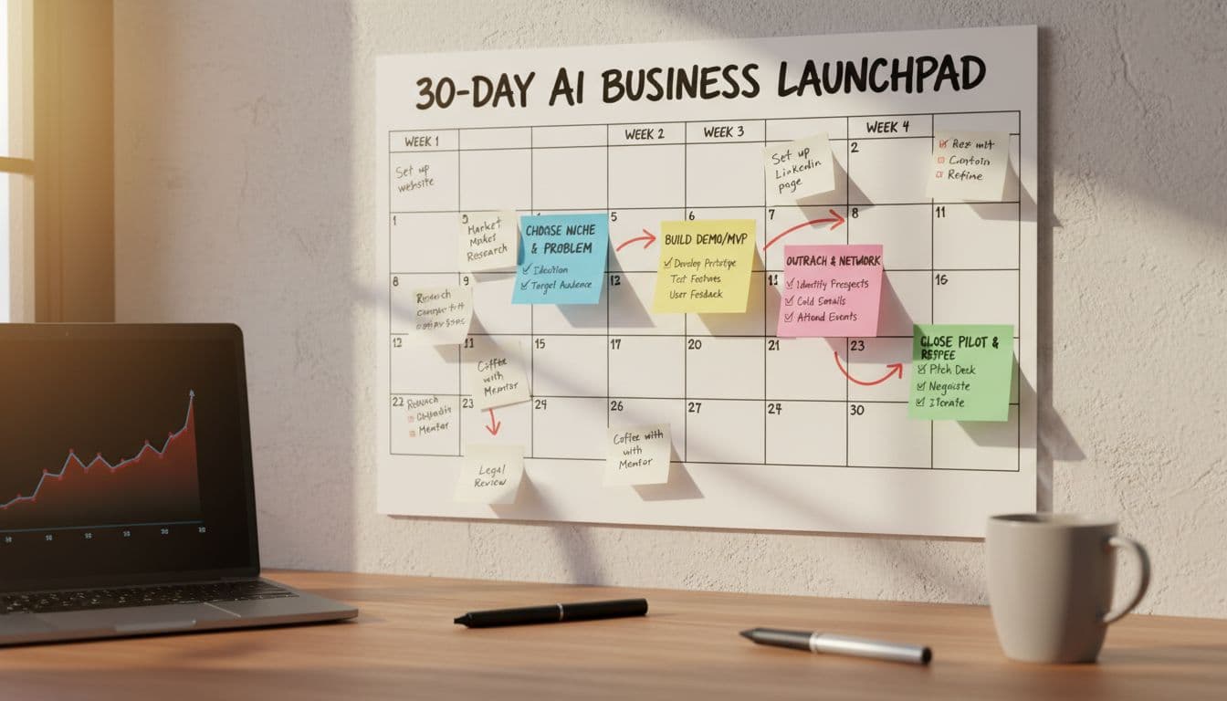 30-day roadmap checklist for starting an AI business