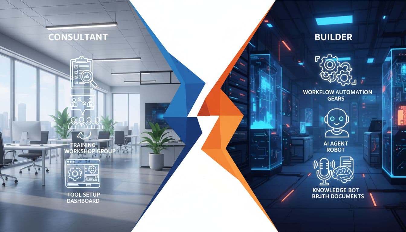 Two-path infographic for starting an AI business