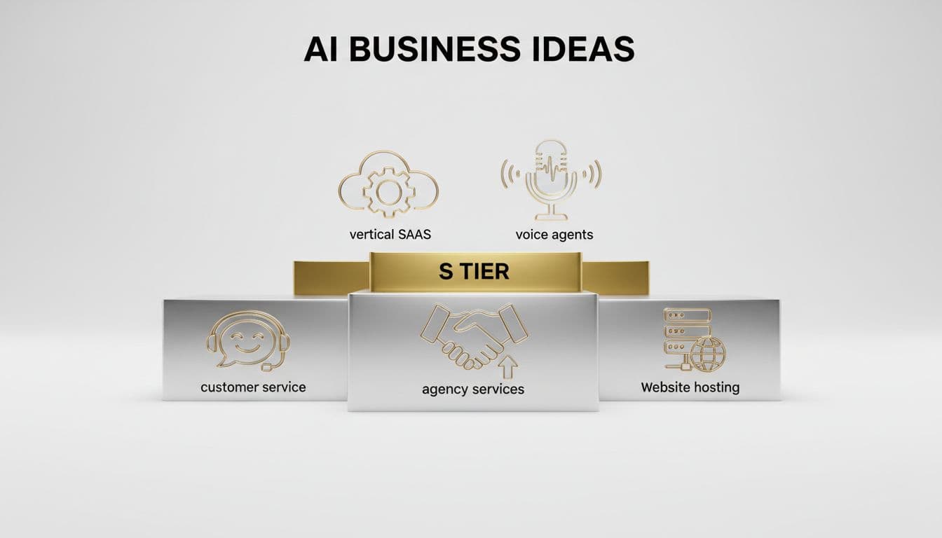 Ranked tiers for AI business ideas (S and A tiers)