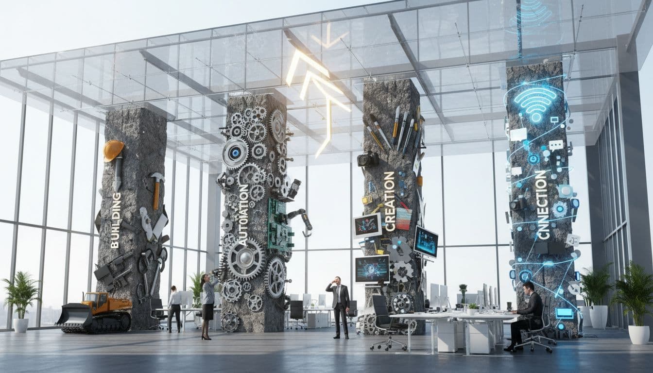 Four pillars of AI capability: build, automate, create, connect