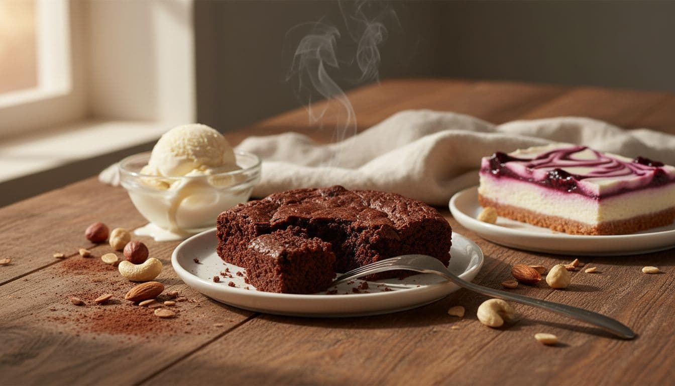 High-protein desserts on a wooden table
