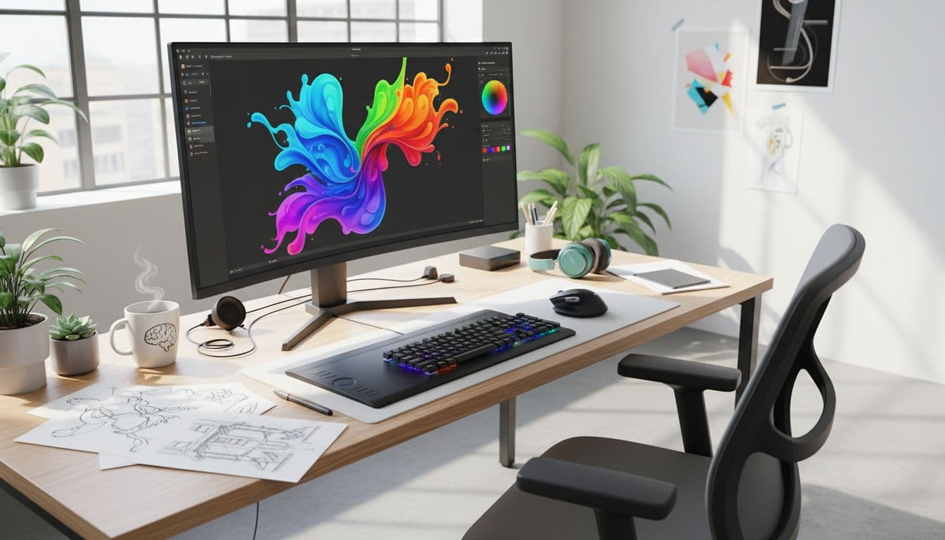 Free AI tools for design and video in a creator workspace