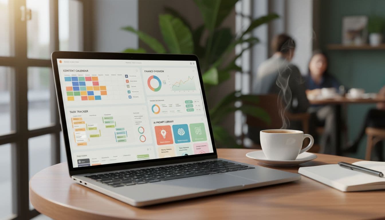 A Notion-style dashboard layout for planning and tracking work
