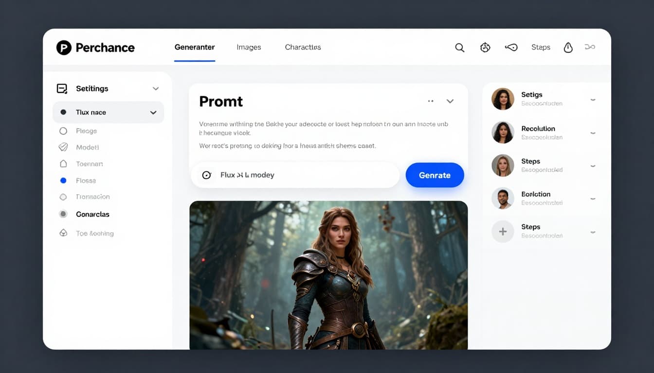 An interface-style view of a Perchance-like generator page in a browser