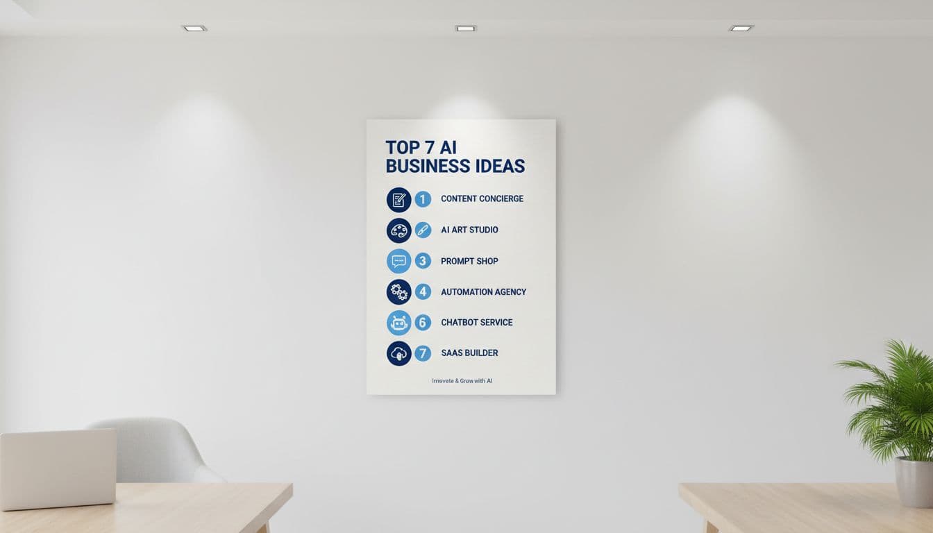 An at-a-glance list of seven beginner-friendly AI business models