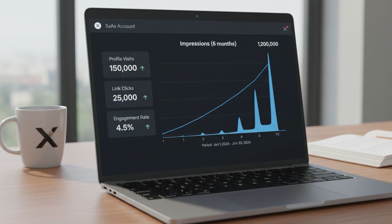 X analytics dashboard showing impressions growth over time