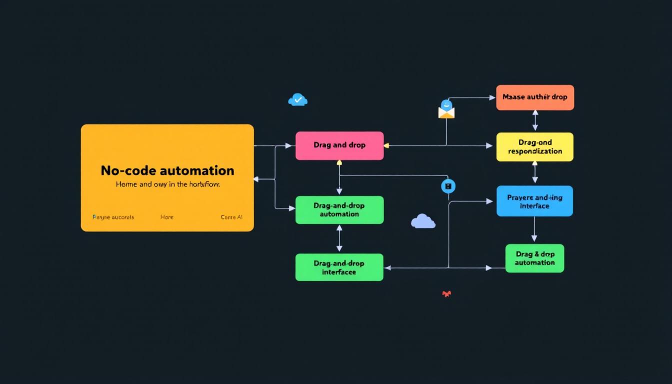 A simple but powerful no-code automation workflow diagram, showing apps connected by drag-and-drop logic. Image created with AI.