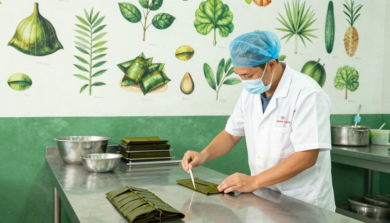 Kiểm toán viên dùng tăm bông lấy mẫu trên bàn inox.