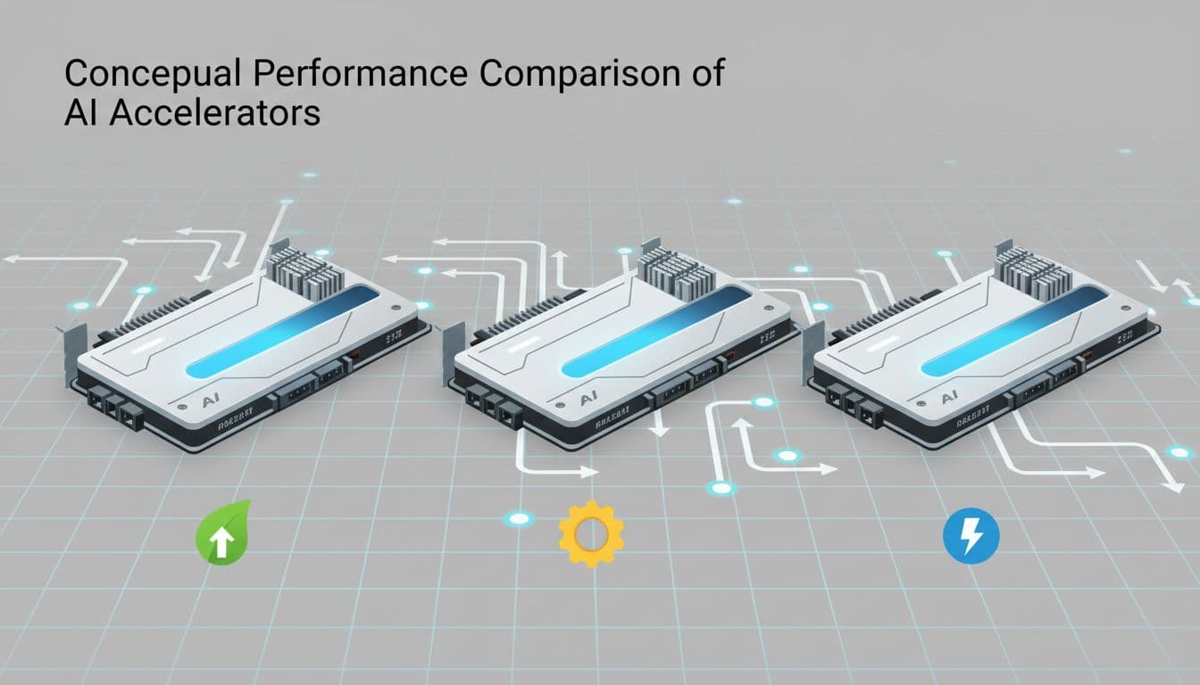 Report: China Bans Foreign AI Chips in State-Funded Data Centers — What It Means for AI, Supply Chains, and Investors 3 Conceptual comparison of AI accelerators with performance and efficiency icons