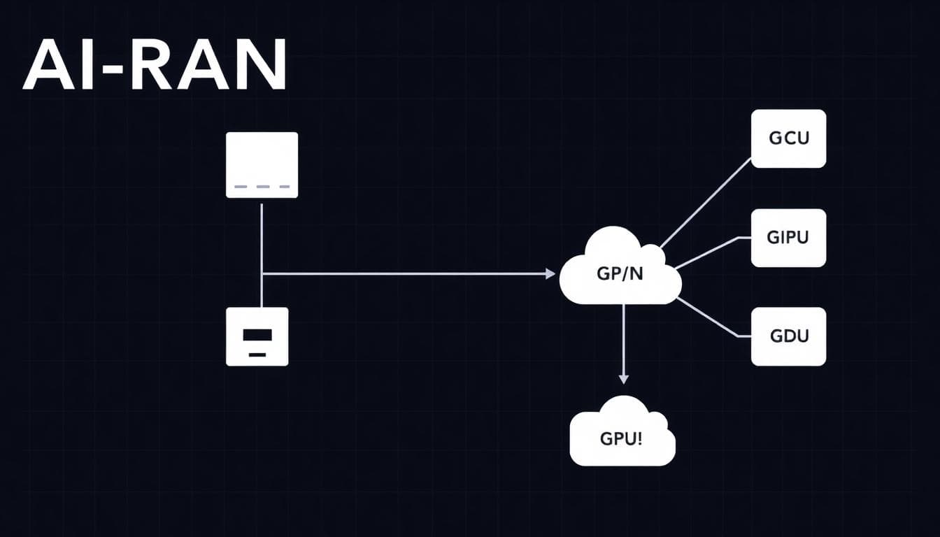 Who Benefits Most from the Nvidia–Nokia Deal? 2 Diagram showing AI-RAN concept with GPU acceleration at DU and CU layers