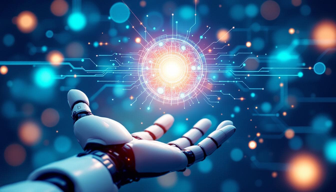 Elon Musk Becomes First Person Worth $500 Billion 4 Abstract AI concept with robot hand and neural network sphere