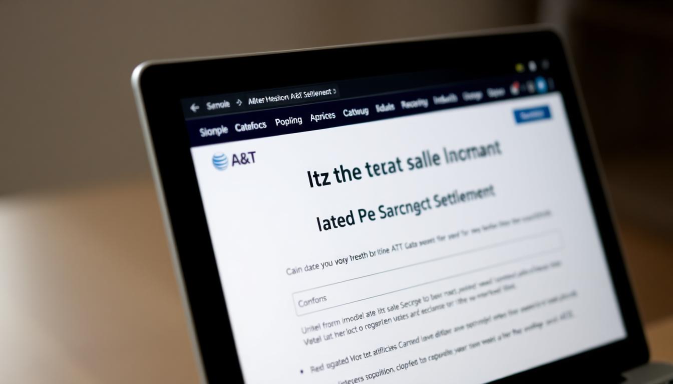 Inside Image: Laptop showing AT&T data breach settlement claim form