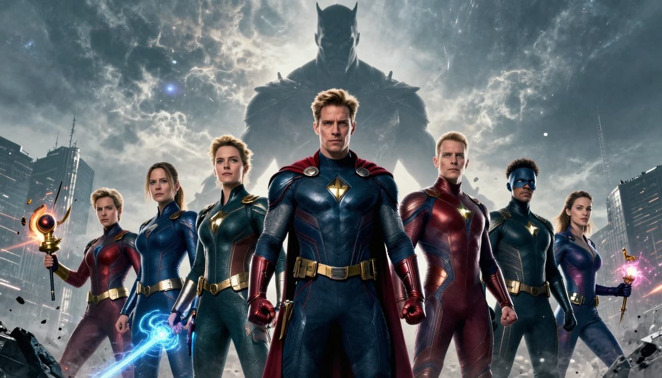 Cinematic superhero team artwork used as teaser visual