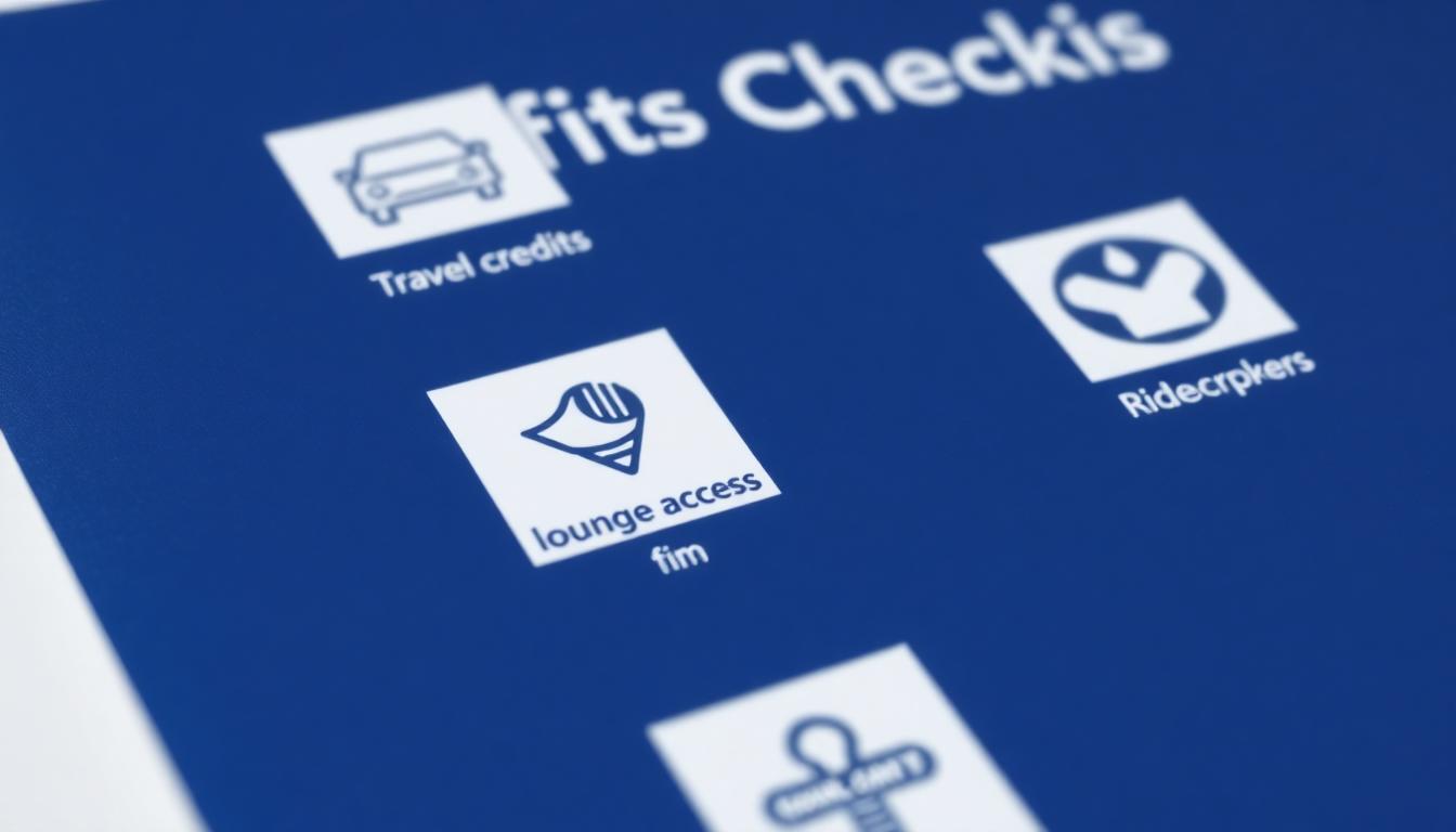 Icons representing travel credits, lounge access, dining, rideshare, and subscription perks