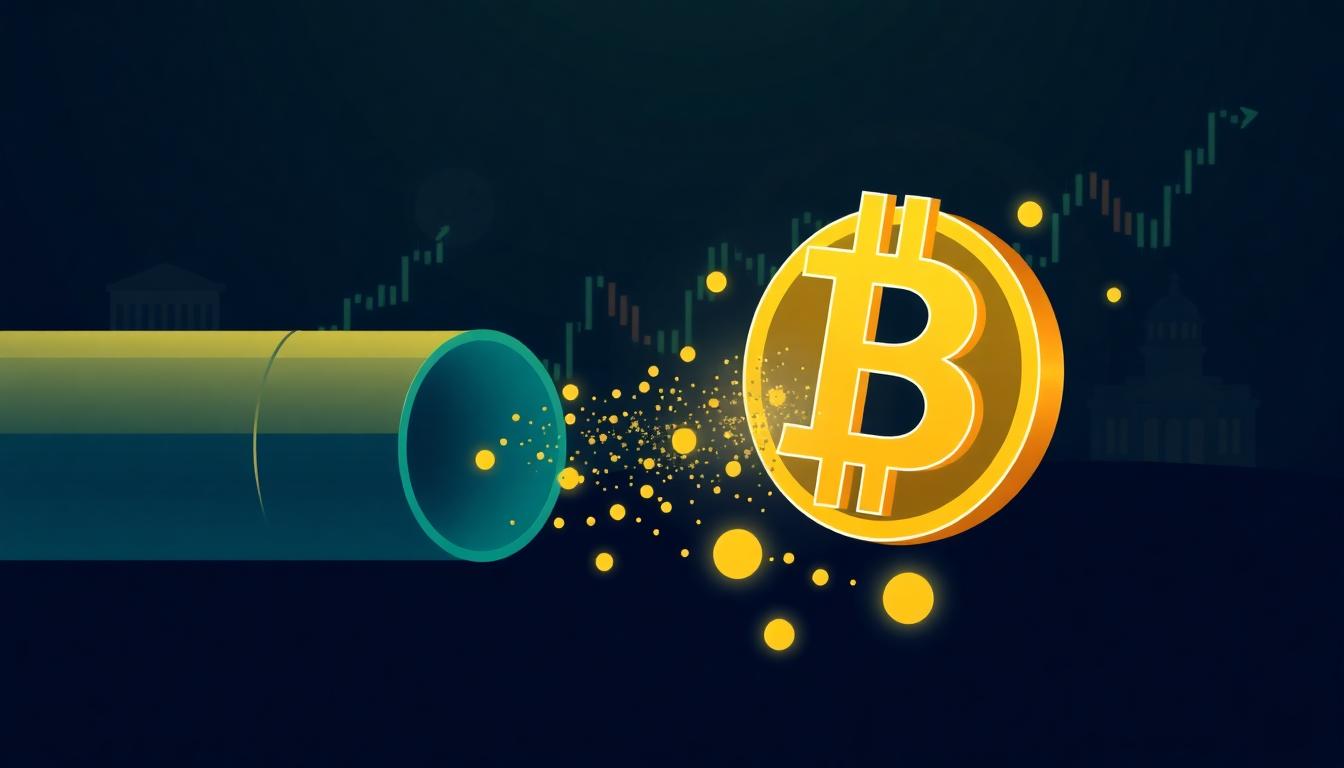 Illustration of capital inflows into Bitcoin symbolizing ETF demand