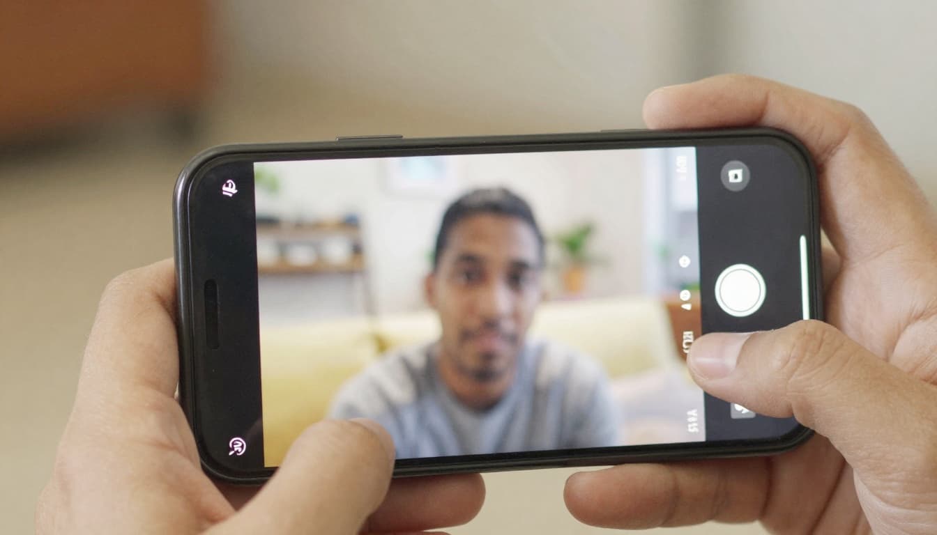 A smartphone held in hands showing a blurred video player, suggesting a leaked teaser clip