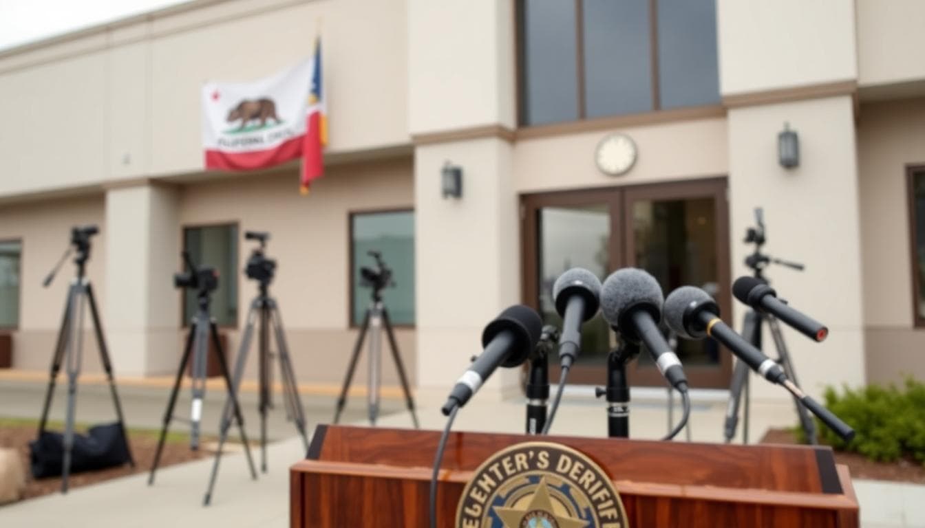 California Helicopter Crash: What Investigators Are Focusing On and What Comes Next 4 Press conference podium outside a California sheriff’s office