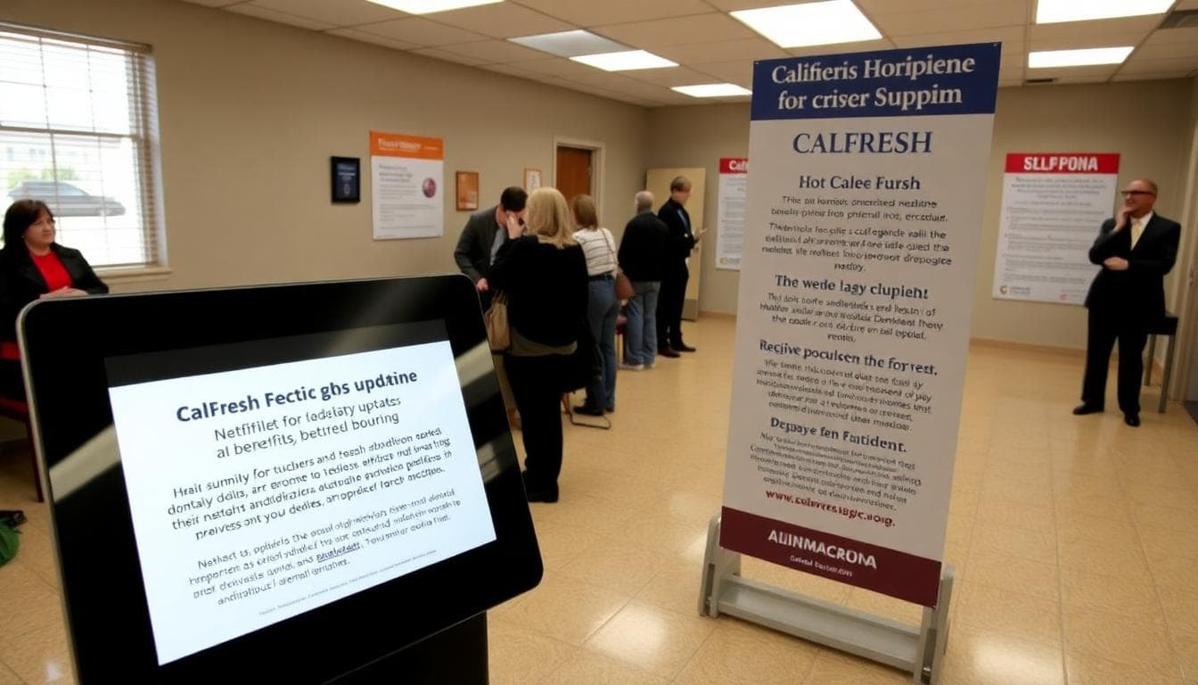 CalFresh Benefits Could Be Delayed in November: What California Families Need to Know 4 County social services lobby showing notice about CalFresh updates