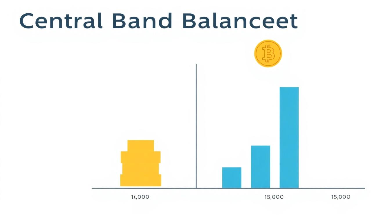 Infographic-style icons representing gold and Bitcoin allocations on a balance sheet