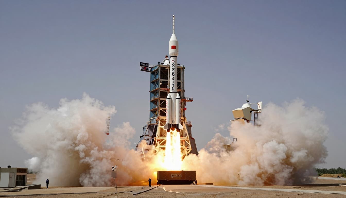 Chinese Kinetica 1 rocket launching from Jiuquan in the Gobi Desert