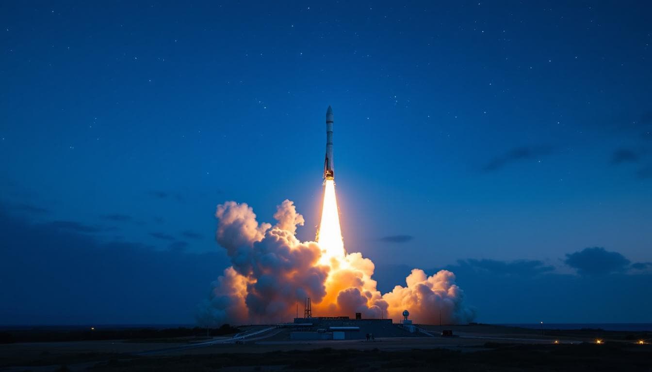 Elon Musk Becomes First Person Worth $500 Billion 3 Rocket launch at dusk with dramatic plume