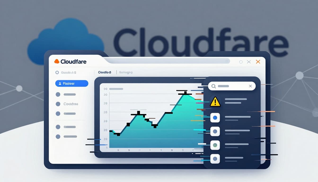 Cloudflare Fixes Dashboard Outage After Major Websites Go Down 2 Stylized Cloudflare web dashboard interface with glitch effects and warning icons