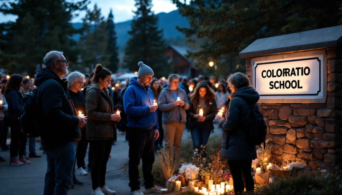 Community candlelight vigil near the school