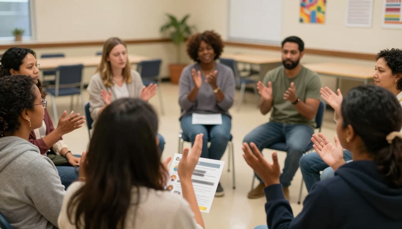 Community meeting showing support for childcare providers concept