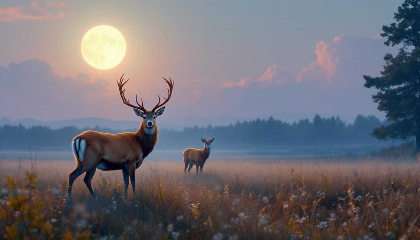 Inside Article Image 2: Countryside Deer in Moonlight