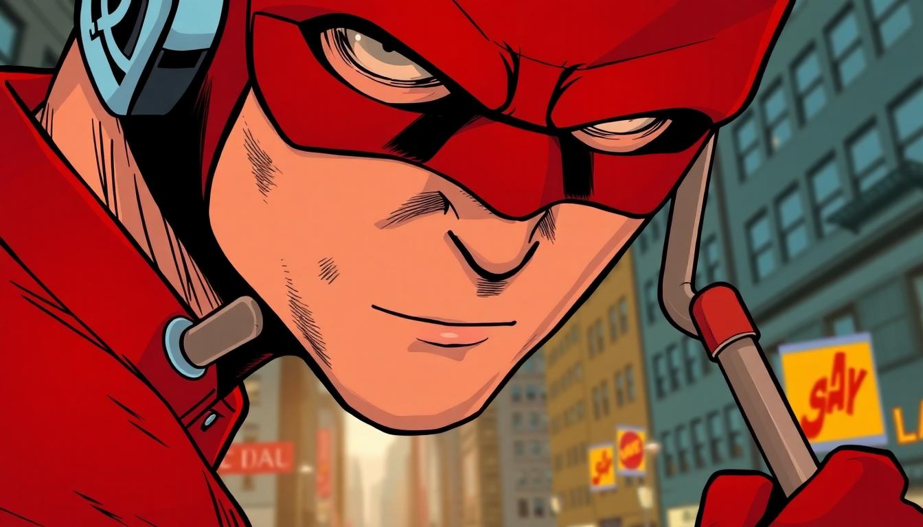 Will Daredevil Join the New Avengers? What Charlie Cox’s Comments Mean for the MCU 2 Close-up of Daredevil with billy clubs overlooking Hell’s Kitchen