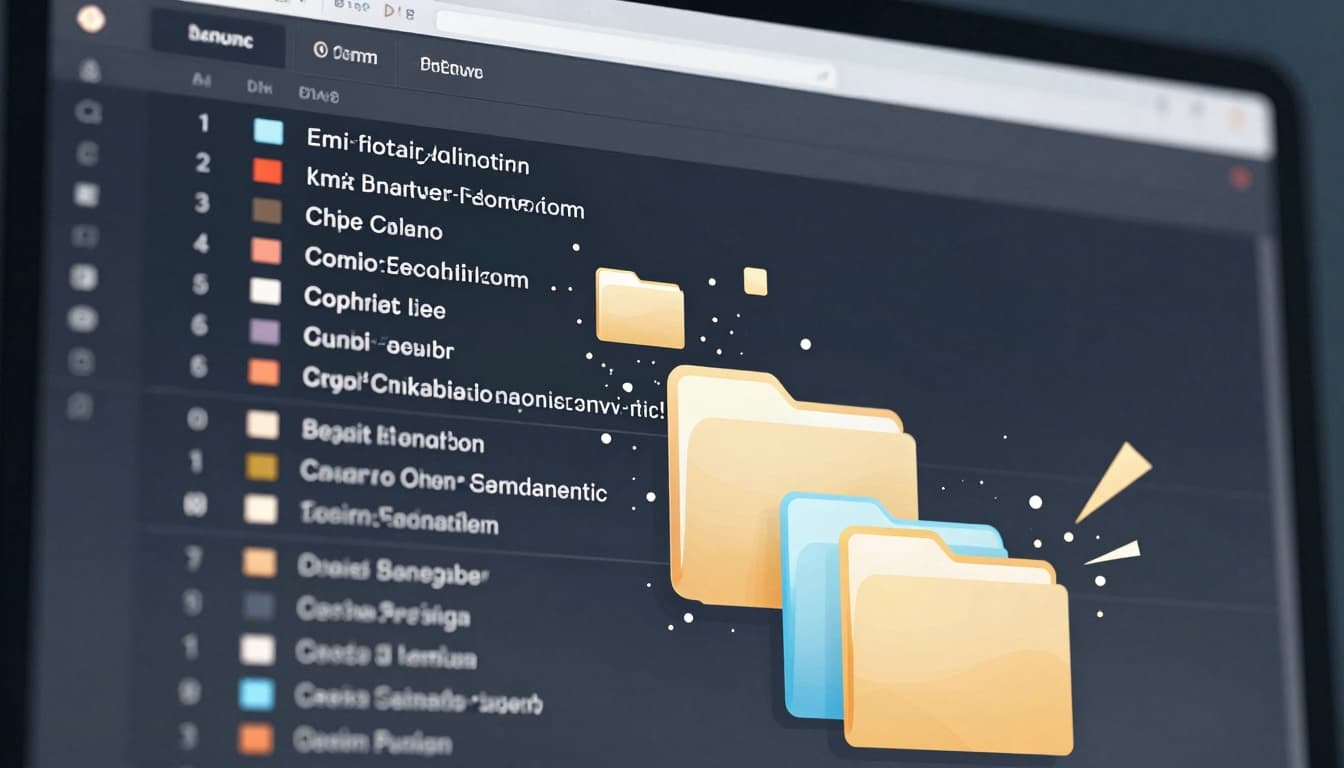Abstract illustration of a file directory disappearing from a computer screen
