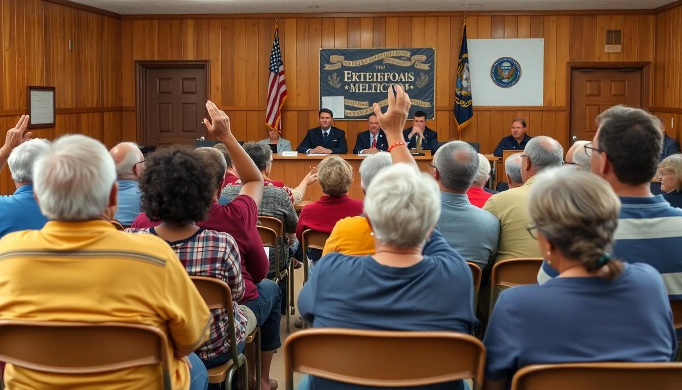 Community town hall with residents and local officials