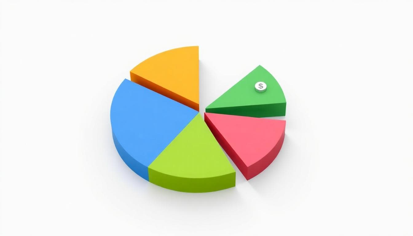Stocks vs Crypto: Where Should You Invest? 4 Diversified portfolio pie chart concept with stocks, crypto, bonds, and cash