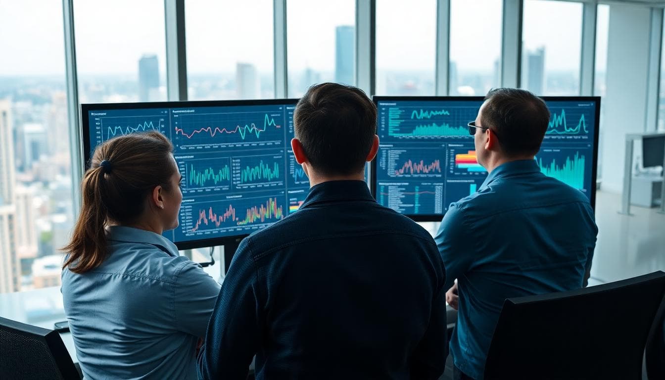 Engineers monitoring AI latency and throughput dashboards