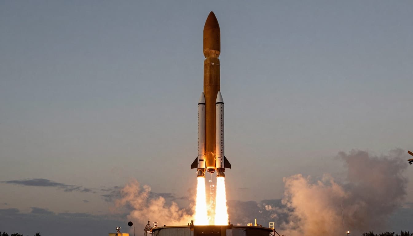 Falcon 9 first stage performing a landing burn over a drone ship
