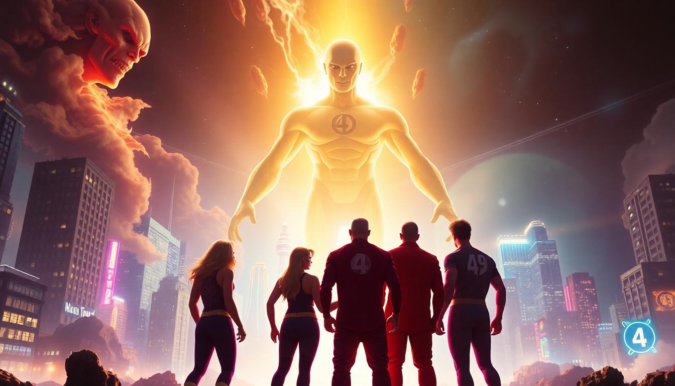 "Fantastic Four: First Steps" – First Reactions from the Premiere 2 Inside Article Image 1: Fantastic Four and Silver Surfer face Galactus in vivid cosmic action