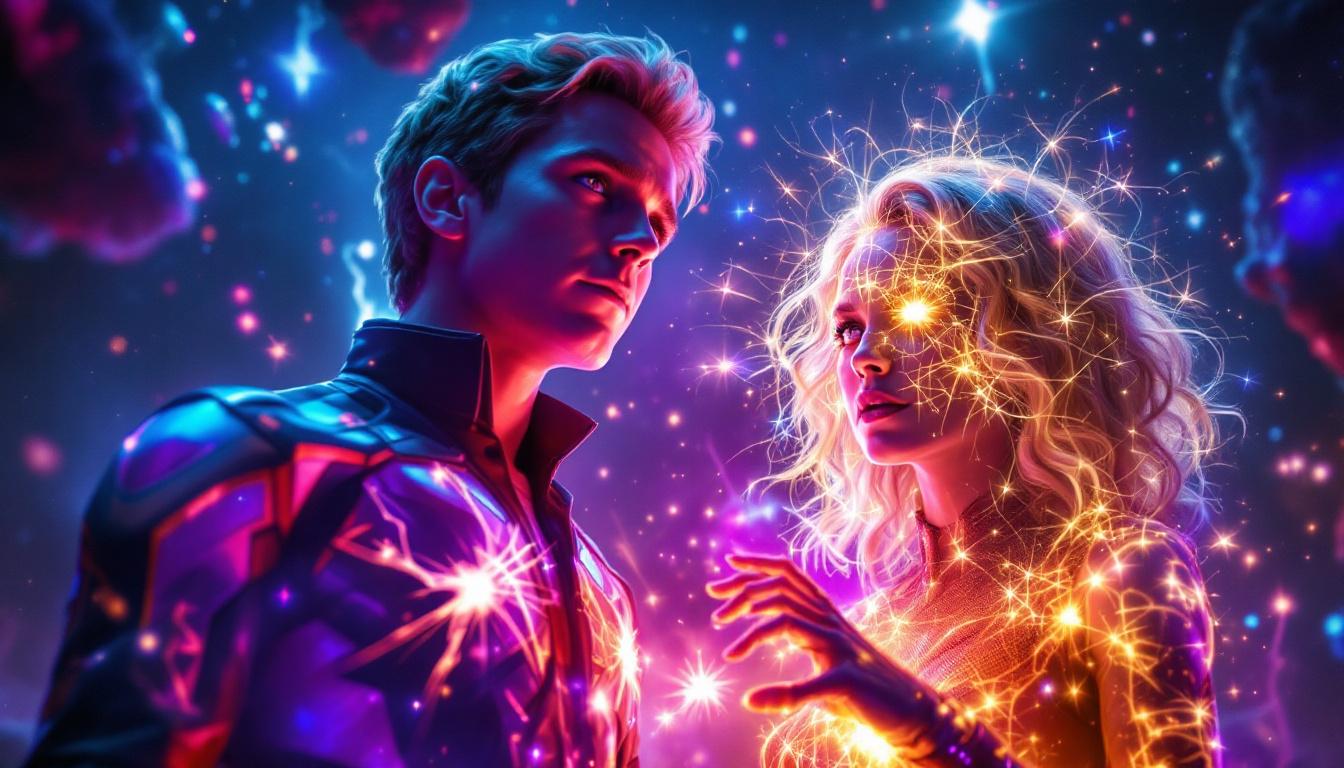 Marvel’s Fantastic Four: Franklin Richards, Death, and a New Multiverse Theory 2 Franklin Richards glows with reality-warping Power Cosmic, resurrecting Sue Storm as Death (Aubrey Plaza) watches, surreal cosmic environment