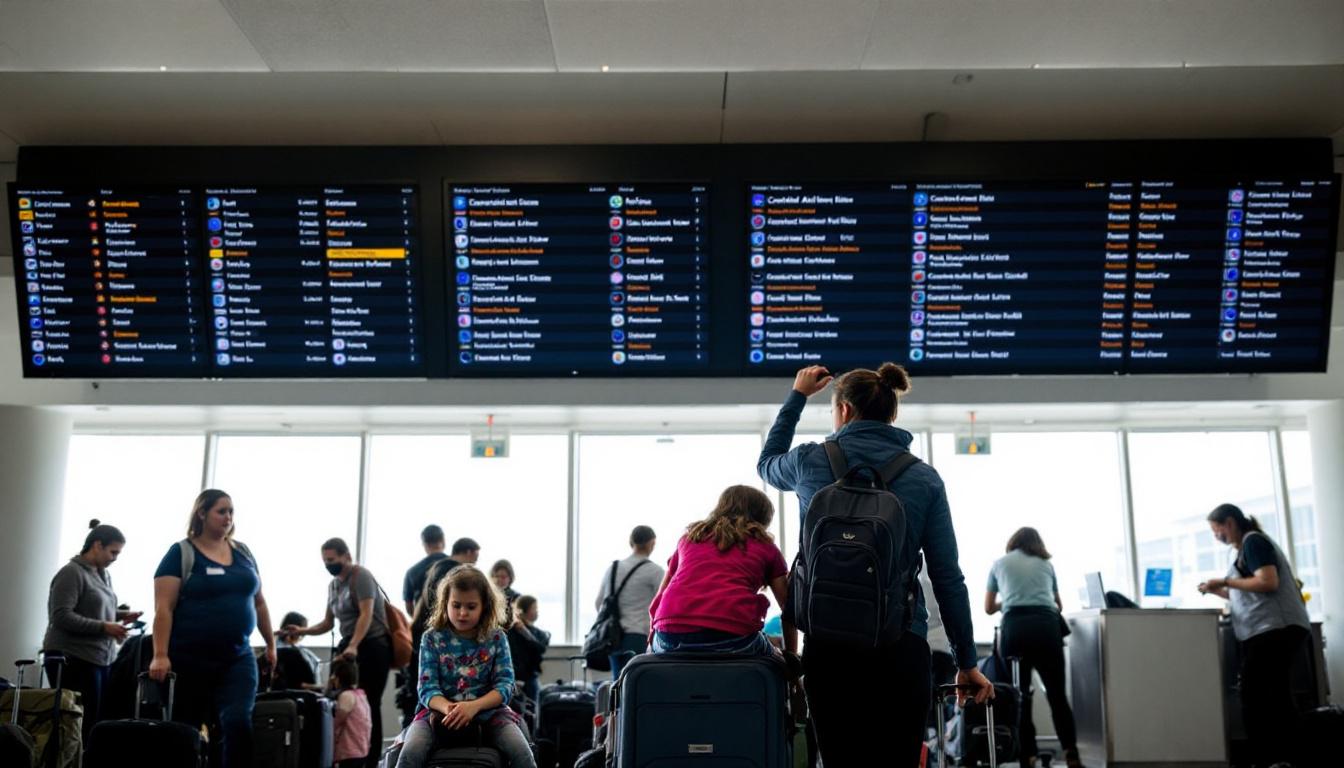 Inside Article Image 1: Tired Travelers in Alaska Airlines Terminal